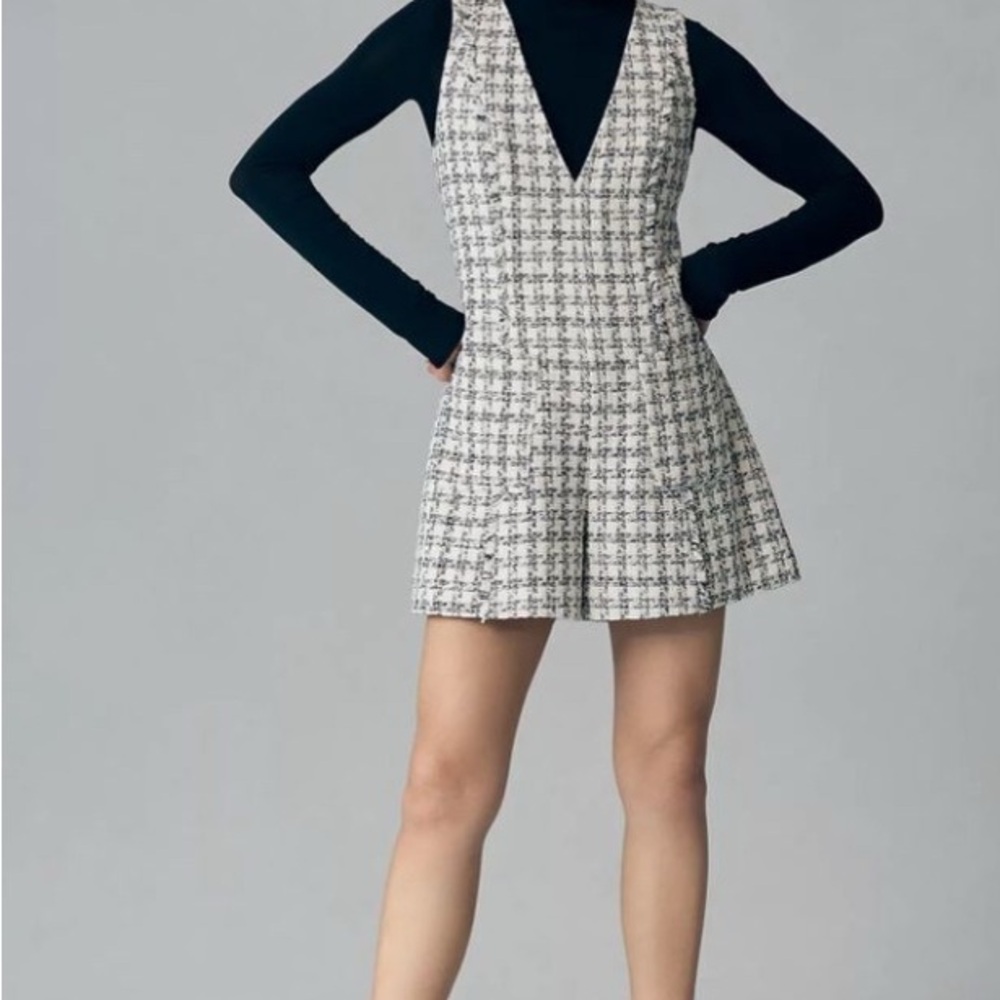 Mare Mare Sleeveless Tweed V-Neck Playsuit